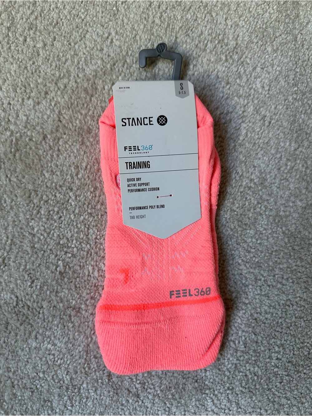 Stance Training No-Show Socks - Neon Coral Pink